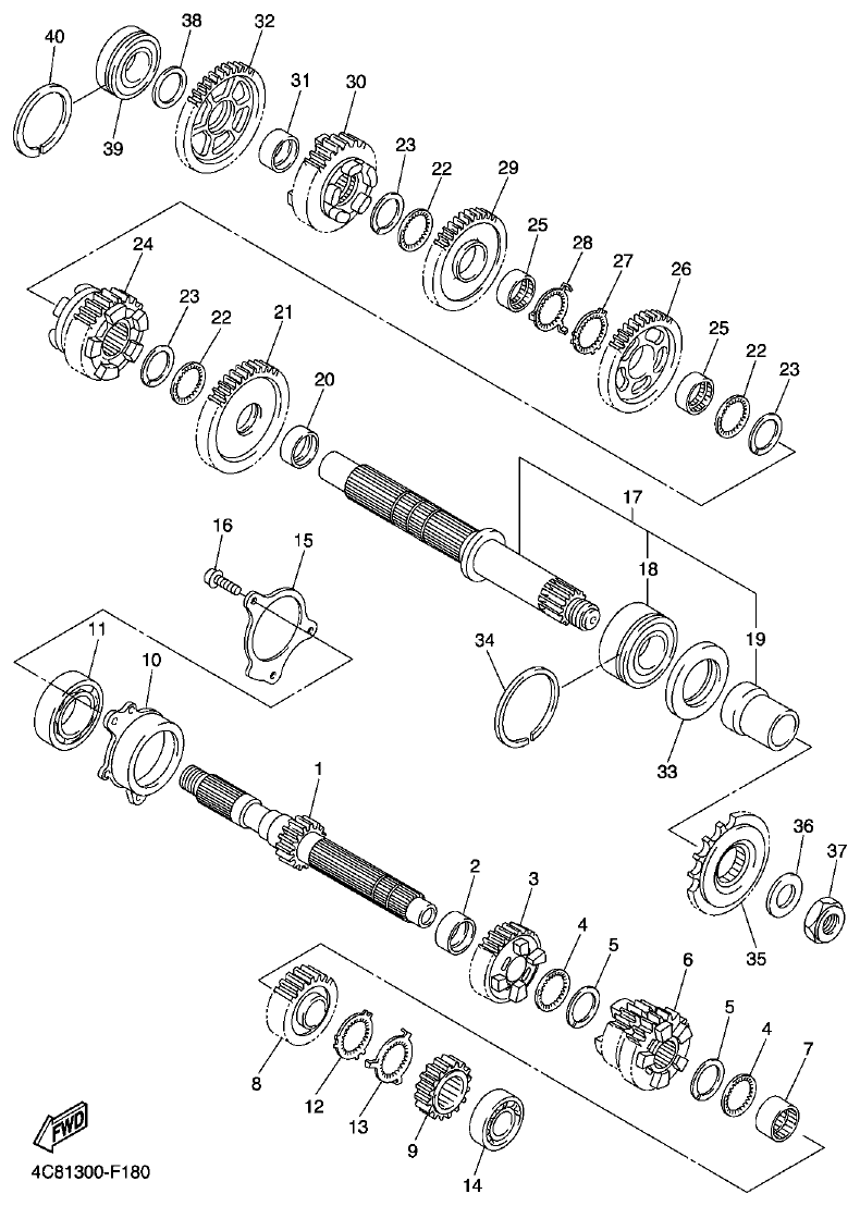 Yamaha R1 2008 TRANSMISSION parts diagram